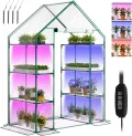 SUNYRISY Gewächshaus Klein mit Grow Lampe, Premium 4 Etagen Doppelt Tomatengewächshaus Foliengewächshaus mit LED Pflanzenlampe, Pflanzen überwinterungszelt Greenhouse für Balkon, Garten - Thumbnail 1
