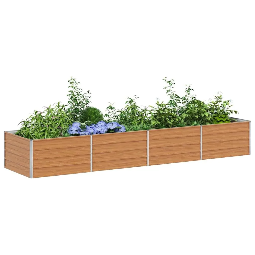 vidaXL Hochbeet Hellbraun 320 x 80 x 45 cm Verzinkter Stahl, Garten und Terrasse, Stabiler Metall-Wannen-Kübel, Hochbeet, Pflanzenbox für Outdoor-Kräuter und Blumen - Bild 1