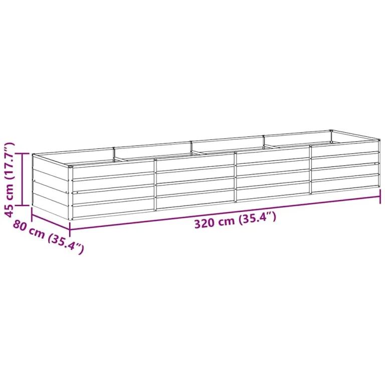 vidaXL Hochbeet Hellbraun 320 x 80 x 45 cm Verzinkter Stahl, Garten und Terrasse, Stabiler Metall-Wannen-Kübel, Hochbeet, Pflanzenbox für Outdoor-Kräuter und Blumen – Bild 3