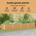 vidaXL Hochbeet Hellbraun 320 x 80 x 45 cm Verzinkter Stahl, Garten und Terrasse, Stabiler Metall-Wannen-Kübel, Hochbeet, Pflanzenbox für Outdoor-Kräuter und Blumen - Thumbnail 4