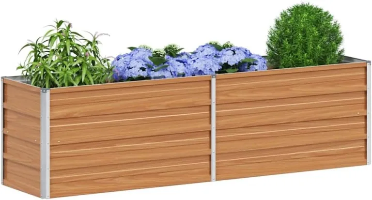 vidaXL Hochbeet Hellbraun 160 x 40 x 45 cm Verzinkter Stahl, Garten- und Terrassendesigns, urbaner Stil, robuste Möbel für draußen, Coole und praktische Lösungen