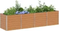 vidaXL Hochbeet Hellbraun 320 x 80 x 77 cm Verzinkter Stahl, Garten- und Terrassendesigns, urbaner Stil, robuste Möbel für draußen, Coole und praktische Lösungen - Thumbnail 2