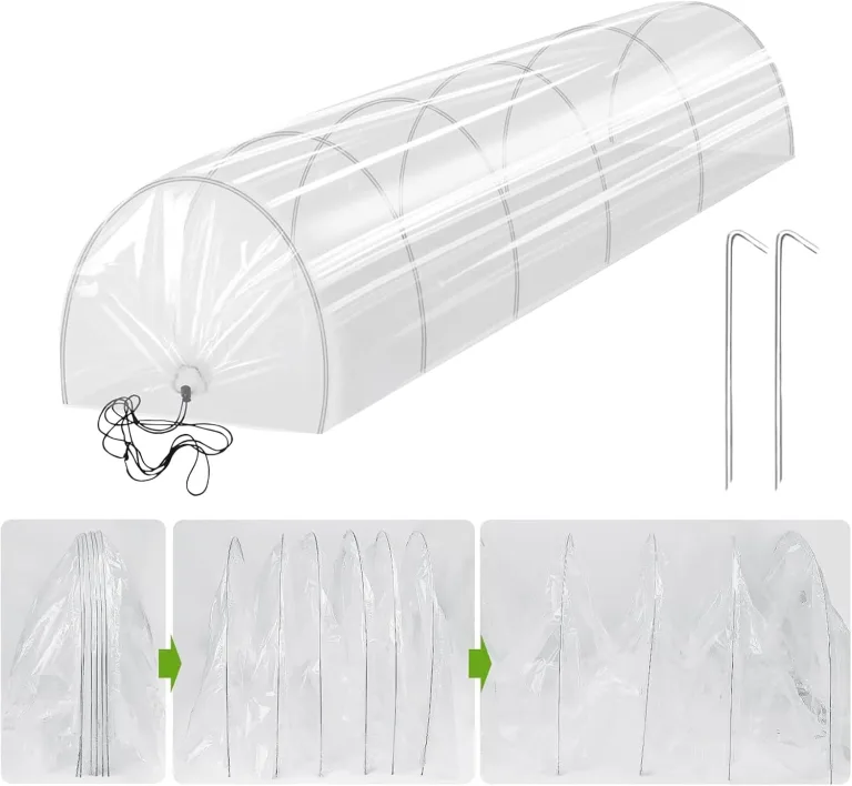 Gewächshaus 300×45×45 cm Foliengewächshaus Folientunnel Winterschutz Robustes Folientunnel Gewächshaus Mit 6 Stahldraht Und Erdnägeln Pflanzenhaus Für Garten Balkon Für gemüsen, blumene, Pflanzen – Bild 4