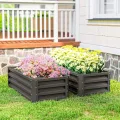 Outsunny 2er-Set Hochbeet Blumenhochbeet witterungsbeständig, Pflanzbeet Frühbeet Gartenbeet Pflanzkübel Pflanzkasten aus Verzinkter Stahl, Blumenkasten für Terrasse & Garten, 110 x 50 x 30 cm - Thumbnail 8
