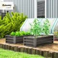 Outsunny 2er-Set Hochbeet Blumenhochbeet witterungsbeständig, Pflanzbeet Frühbeet Gartenbeet Pflanzkübel Pflanzkasten aus Verzinkter Stahl, Blumenkasten für Terrasse & Garten, 110 x 50 x 30 cm - Thumbnail 2