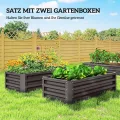 Outsunny 2er-Set Hochbeet Blumenhochbeet witterungsbeständig, Pflanzbeet Frühbeet Gartenbeet Pflanzkübel Pflanzkasten aus Verzinkter Stahl, Blumenkasten für Terrasse & Garten, 110 x 50 x 30 cm - Thumbnail 3