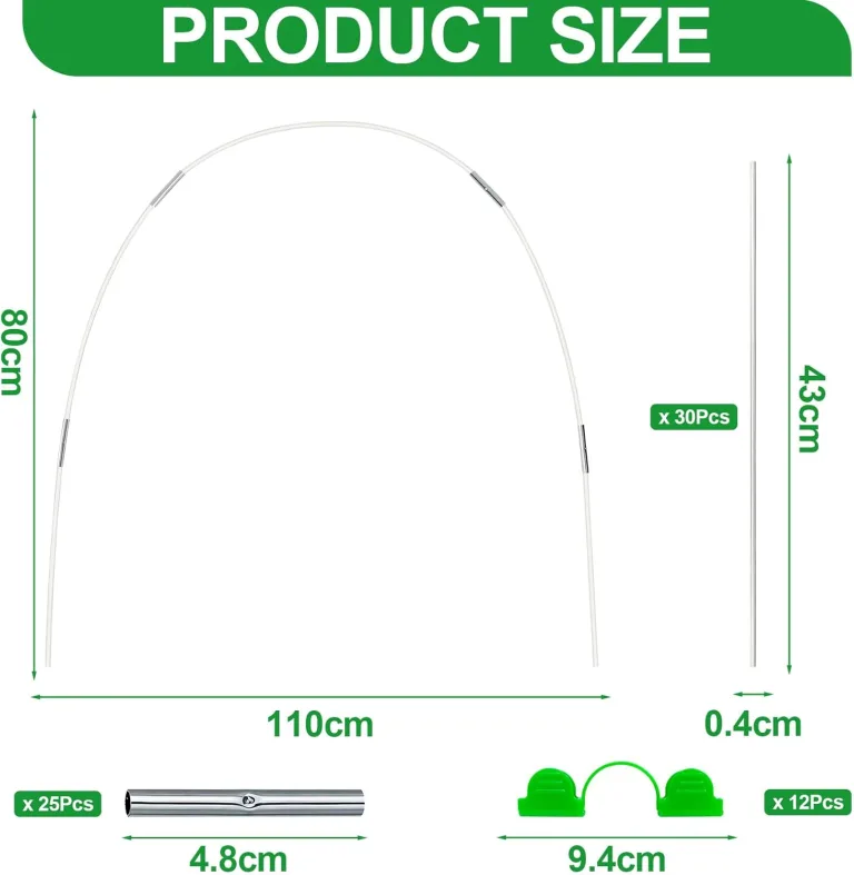 30 Stück Fiberglassstangen, 43cm Abnehmbaren Pflanztunnel Bögen, Folientunnel Foliengewächshaus Set Für Gartenvlies Und Gartenstützen Verwendet (B) – Bild 3
