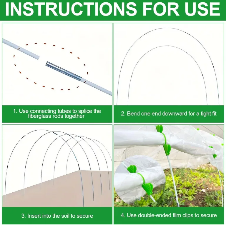 30 Stück Fiberglassstangen, 43cm Abnehmbaren Pflanztunnel Bögen, Folientunnel Foliengewächshaus Set Für Gartenvlies Und Gartenstützen Verwendet (B) – Bild 4