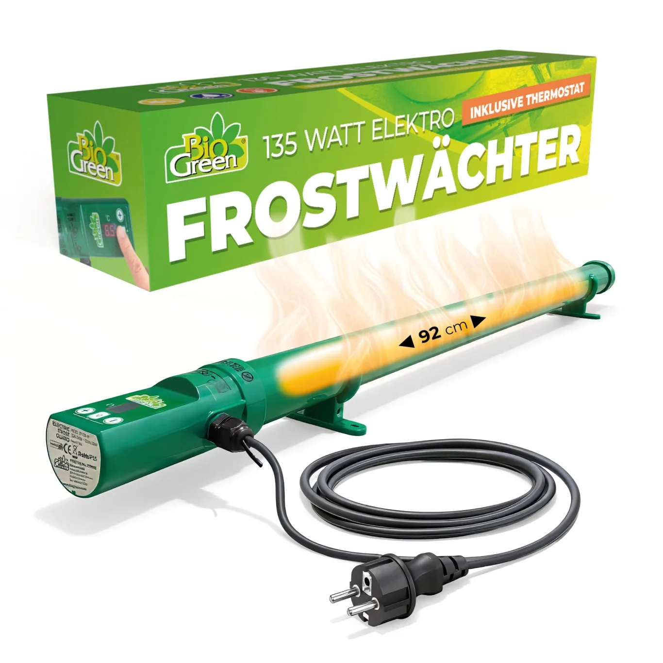 BioGreen elektrische Heizung für Gewächshäuser | Frostwächter inkl. Digitalthermostat | 135 W Gewächshausheizung mit Überhitzungsschutz | IP55 - Bild 1