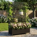 Hochbeet aus Metall mit Rad, Pflanzkasten aus Metall für den Außenbereich mit Spalier, freistehender Pflanzkasten mit Sichtschutz für den Außenbereich für Garten, Terrasse, Balkon - Thumbnail 1