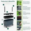 Permasteel selbstbewässerndes Gartenbeet, rollender Pflanztopf für Gemüse, Blumen, Kräuter und Obst, drinnen draußen, Laufräder, Blau - Thumbnail 7