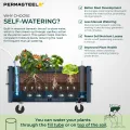 Permasteel selbstbewässerndes Gartenbeet, rollender Pflanztopf für Gemüse, Blumen, Kräuter und Obst, drinnen draußen, Laufräder, Blau - Thumbnail 8