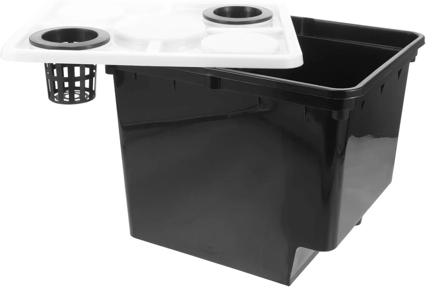 Gewächshaus Pflanzkübel für Hydrokultur Erdloser Anzuchteimer aus Langlebigem Kunststoff mit 2 Loch Abdeckung Geeignet für Gemüse Obst und Balkonpflanzen - Bild 1