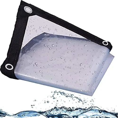 Generisch 13x16 ft durchsichtige Plane, strapazierfähig, wasserdichte Plane, Dicke, staubdichte, durchsichtige Polyplane aus Kunststoff mit Ösen für Pflanzen, Gewächshaus, Tierstalldach – Bild 1