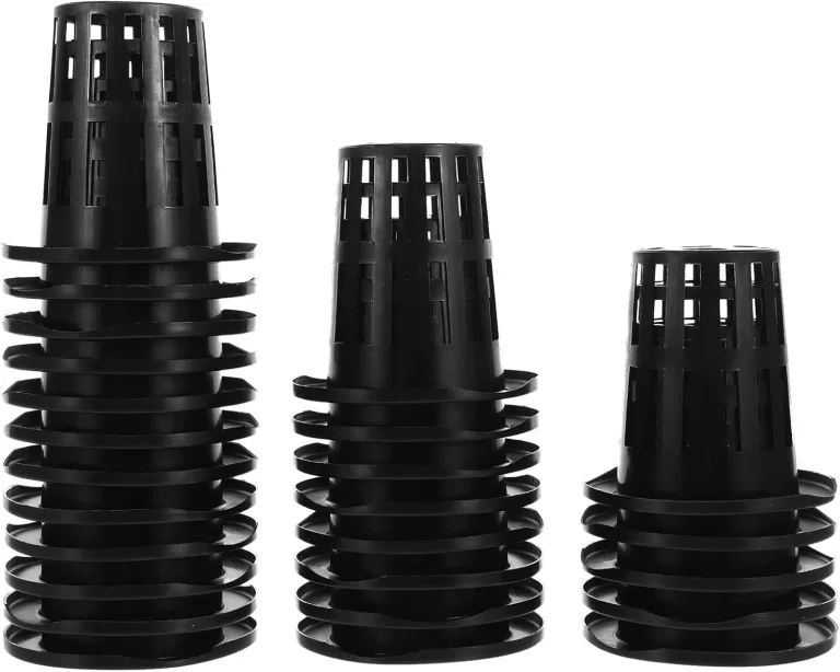 ifundom Hydroponische Netztöpfe 100 Stück Schwarz 70mm – Kunststoff Pflanzkörbe mit Wurzelschnittfunktion für Balkon Gewächshaus Hydroponik Zimmergarten