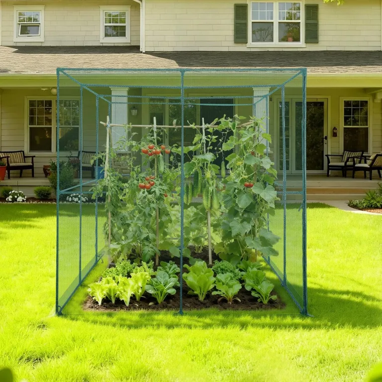VEVOR Pflanzenschutzzelt, 2900x1940x1940 mm Pflanzenschutznetz, Tür mit Reißverschluss, windbeständiger, Pflanzenkäfig Gewächshaus für Hochbeete im Freien, Garten, Terrasse & Rasen – Bild 8