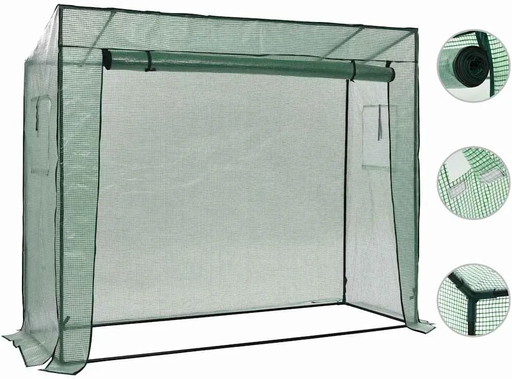 Gewächshaus, Begehbares Tomatenhaus, Pflanzenhaus mit Rolltür für Balkon, Terrasse, Garten, Hinterhof, Wetterbeständig, 200x80x173 cm Grün Polyethylen - Bild 1