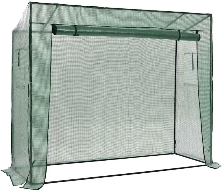 Gewächshaus, Begehbares Tomatenhaus, Pflanzenhaus mit Rolltür für Balkon, Terrasse, Garten, Hinterhof, Wetterbeständig, 200x80x173 cm Grün Polyethylen – Bild 3