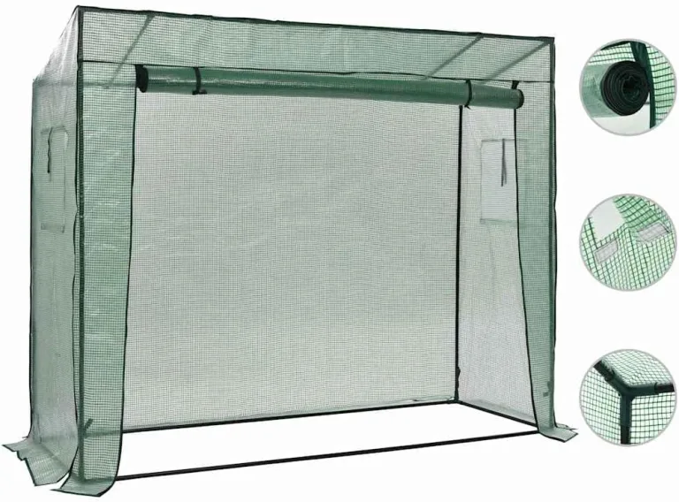 Gewächshaus, Begehbares Tomatenhaus, Pflanzenhaus mit Rolltür für Balkon, Terrasse, Garten, Hinterhof, Wetterbeständig, 200x80x173 cm Grün Polyethylen – Bild 1