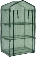 Gewächshaus mit 3 Ablagen, Faltbarer Begehbarer Technikraum mit Rolltür, Klein Tomatenhaus für Optimales Pflanzenwachstum, 69x49x125 cm Grün Polyethylen - Thumbnail 4