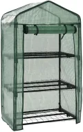 Gewächshaus mit 3 Ablagen, Faltbarer Begehbarer Technikraum mit Rolltür, Klein Tomatenhaus für Optimales Pflanzenwachstum, 69x49x125 cm Grün Polyethylen - Thumbnail 2