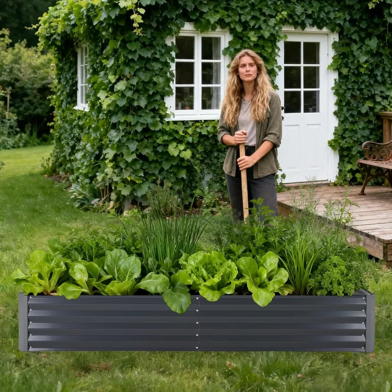 Hochbeet Metall mit Vogelschutznetz, Robuster Pflanzkasten Blumenkasten Kit Wetterfester Pflanzkasten aus Verzinktem Stahl, Vielseitig für Gemüse, Blumen & Kräuter, Einfache Montage – Bild 7