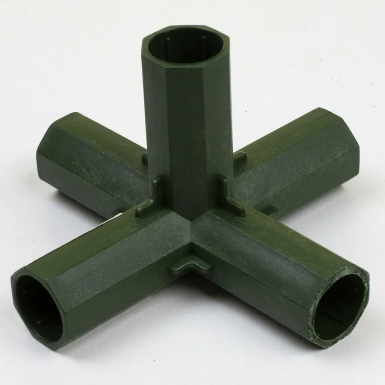 Für Kunststoff-Gewächshaus-Anschluss, 16–17 mm Rohre, 4 Stück, dunkelgrüne PP-Verbindungen, Outdoor-Gartenstrukturen, Frühbeete und Möbel