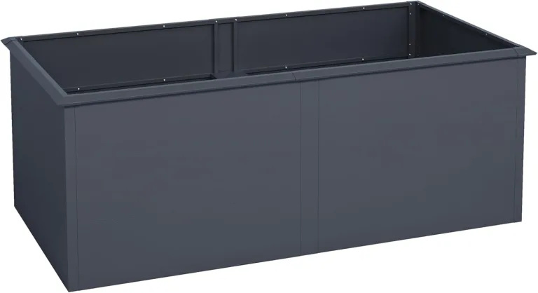 DEGAMO Hochbeet Lindau aus Stahl inklusive Zwischenboden, Stahl verzinkt + pulverbeschichtet, anthrazitgrau (RAL 7016), 200x100x77cm – Bild 1