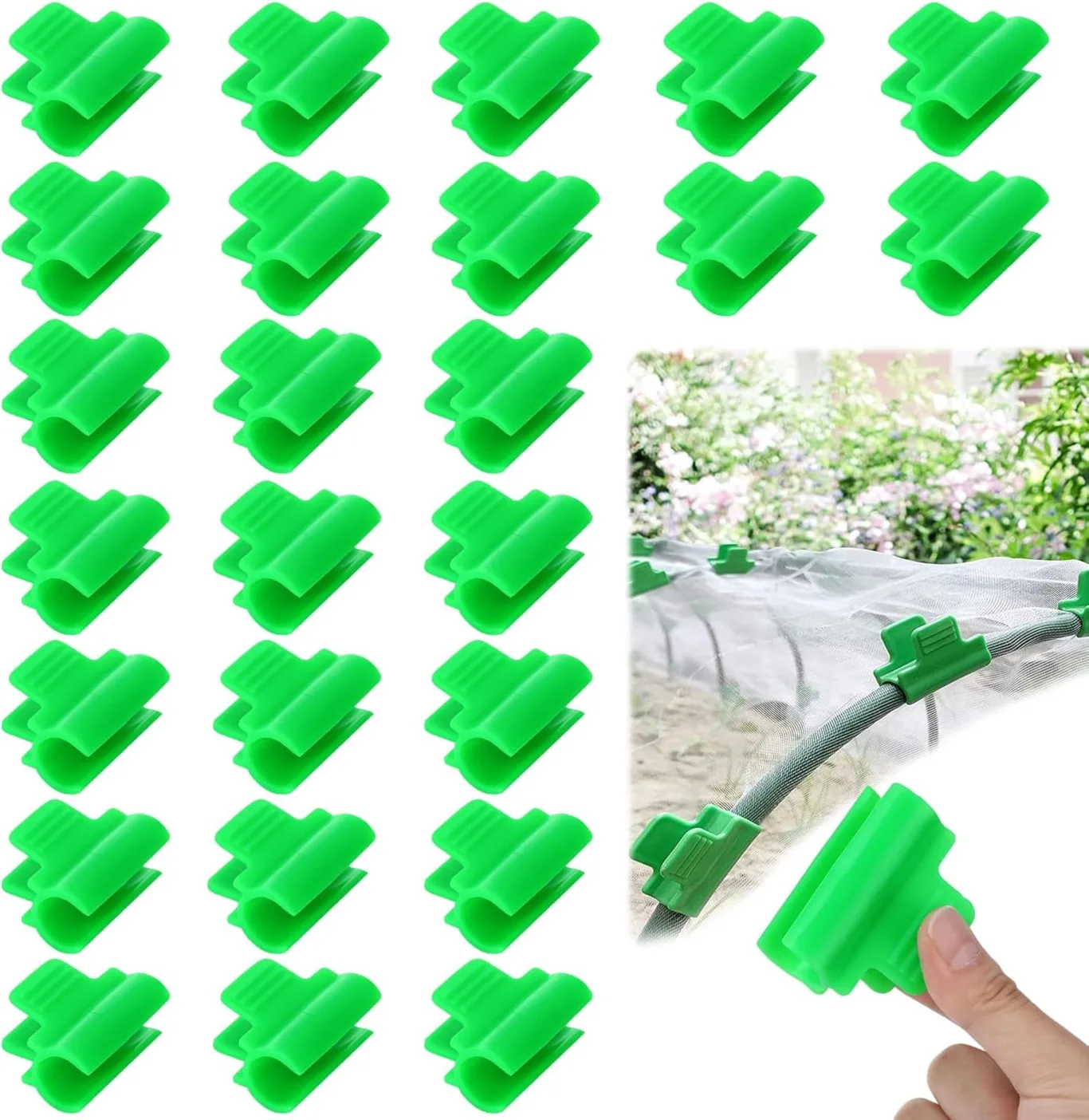 50 Stück Gewächshaus Klemmen, 16mm Kunstoff Garten Zubehör Pflanzenclips, Garten Schattenrohr Clips, Gewächshausfolie Klemmen Treibhaus Clips für Pflanzenverlängerung, Vogelnetz, Gartennetzabdeckung - Bild 1