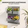 Outsunny Hochbeet Massivholz, Pflanzbeet Frühbeet Gartenbeet mit verstellbarem Blumenkasten, Wand, Pflanzkasten Pflanzkübel 60x16x80cm für Terrasse, Balkon, Gartenspalier für Blumen Pflanzen Grau - Thumbnail 3