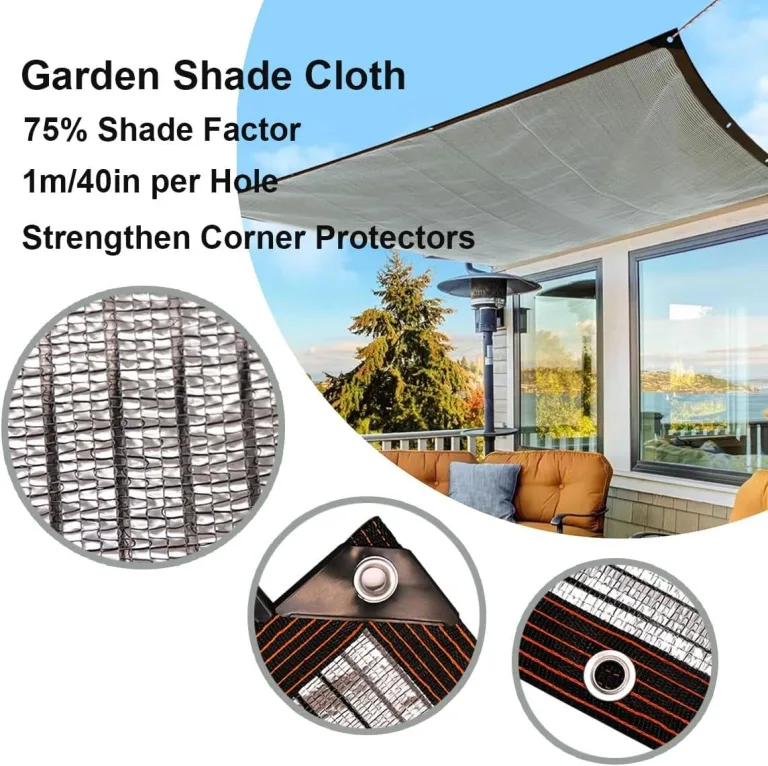 Aluminium-Schattenstoff, 75 % UV-Schutz, einfach aufzuhängen, Sonnenschutz für Garten, Auto, Camping, Gewächshaus (4 x 8 m) mit Ösen, Outdoor-Abdeckung – Bild 3