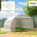 Outsunny Gewächshausfolie 3 x 4 m, wasserdicht Polyethylenfolie mit Rolltür, 8 Fenster, UV Schutz, Reißfest Gartenfolie Abdeckplane für Folientunnel Gartenarbeit, Tunnelfolie für Außenbereich Grün - Thumbnail 2