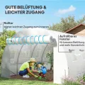 Outsunny Gewächshausfolie 3 x 4 m, wasserdicht Polyethylenfolie mit Rolltür, 8 Fenster, UV Schutz, Reißfest Gartenfolie Abdeckplane für Folientunnel Gartenarbeit, Tunnelfolie für Außenbereich Grün - Thumbnail 3