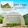 Outsunny Gewächshausfolie 3 x 4 m, wasserdicht Polyethylenfolie mit Rolltür, 8 Fenster, UV Schutz, Reißfest Gartenfolie Abdeckplane für Folientunnel Gartenarbeit, Tunnelfolie für Außenbereich Grün - Thumbnail 4