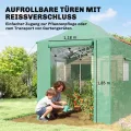 Outsunny Gewächshaus ca. 300x270x200 cm Faltbar Foliengewächshaus mit Satteldach, aufrollbaren Reißverschlusstüren und -fenstern, Pop Up Gewächshaus Tomatenhaus aus PE, stabiles Pflanztunnel Grün - Thumbnail 5