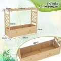 COSTWAY Hochbeet mit Rankgitter & hängendem Dach, Pflanzkasten mit Rankhilfe & Abflusslöchern, Blumenkasten für Kletterpflanzen, für Garten Hof Terrasse, Pflanzgefäß Holz, Natur, 148 x 50 x 103 cm - Thumbnail 4