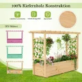 COSTWAY Hochbeet mit Rankgitter & hängendem Dach, Pflanzkasten mit Rankhilfe & Abflusslöchern, Blumenkasten für Kletterpflanzen, für Garten Hof Terrasse, Pflanzgefäß Holz, Natur, 148 x 50 x 103 cm - Thumbnail 7
