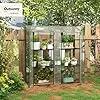 Outsunny Gewächshaus mit Regale Doppeltüren Pultdach, Winterfest Foliengewächshaus aus Stahl, Treibhaus Tomatenhaus 143 x 46 x 151cm, Tomatengewächshaus für Tomaten, Gemüse, Blumen, Transparent - Thumbnail 2