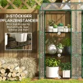 Outsunny Gewächshaus mit Regale Doppeltüren Pultdach, Winterfest Foliengewächshaus aus Stahl, Treibhaus Tomatenhaus 143 x 46 x 151cm, Tomatengewächshaus für Tomaten, Gemüse, Blumen, Transparent - Thumbnail 6