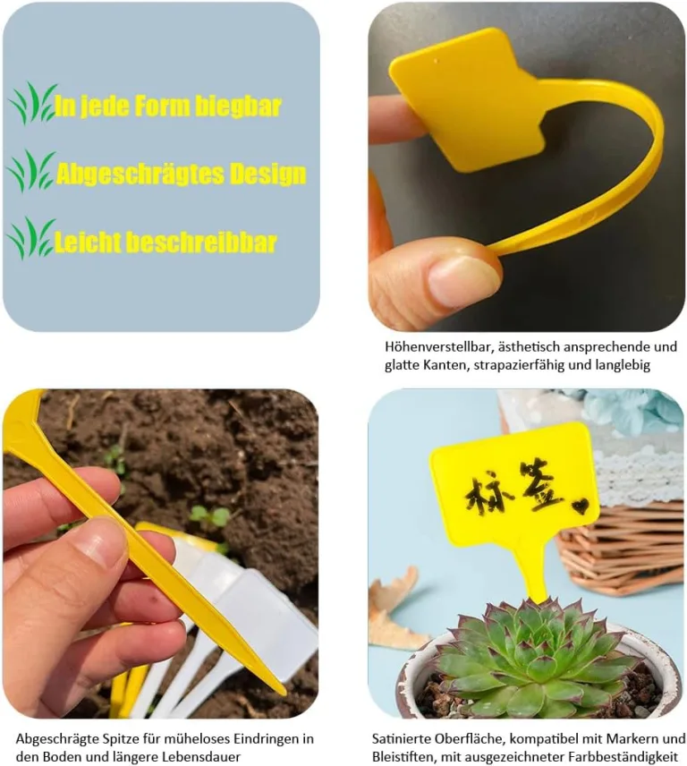 60 Stk Pflanzenschilder Wetterfest,15x5.5CM Umweltfreundliche PP Garten Pflanzenstecker zum Beschriften,T-type Wiederverwendbar Schilder für Gemüse,Kräuter,Blumen,Obstgarten,Gewächshaus Zubehör – Bild 5