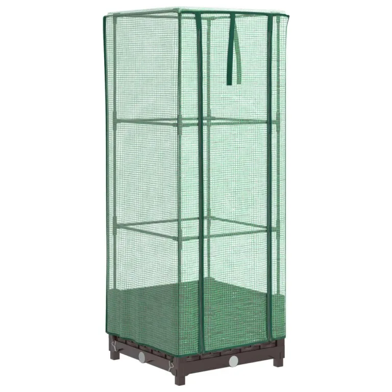 Hochbeet mit Gewächshausaufsatz 40Ã—40Ã—123 cm Rattan-Optik Braun, platzsparendes Hochbeet aus PP+Eisen für Balkon Garten Terrasse und Gemüsekultur – Bild 6