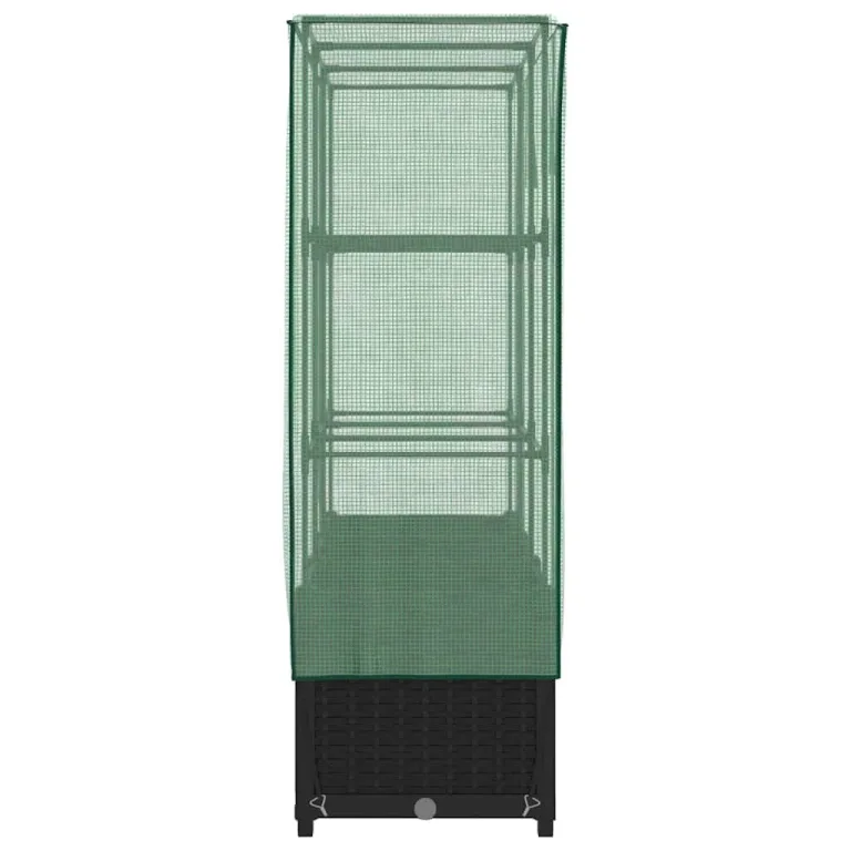 Hochbeet Gewächshaus 120x40x138 cm Schwarz, Stabiler Rattan-Look Kletterrahmen aus Eisen & PP, Wetterresistente PE-Abdeckung, Belüftungsreißverschlüsse, Für Garten, Balkon & Terrasse – Bild 5