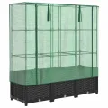 Hochbeet Gewächshaus 120x40x138 cm Schwarz, Stabiler Rattan-Look Kletterrahmen aus Eisen & PP, Wetterresistente PE-Abdeckung, BelüftungsreiÃŸverschlüsse, Für Garten, Balkon & Terrasse - Thumbnail 2