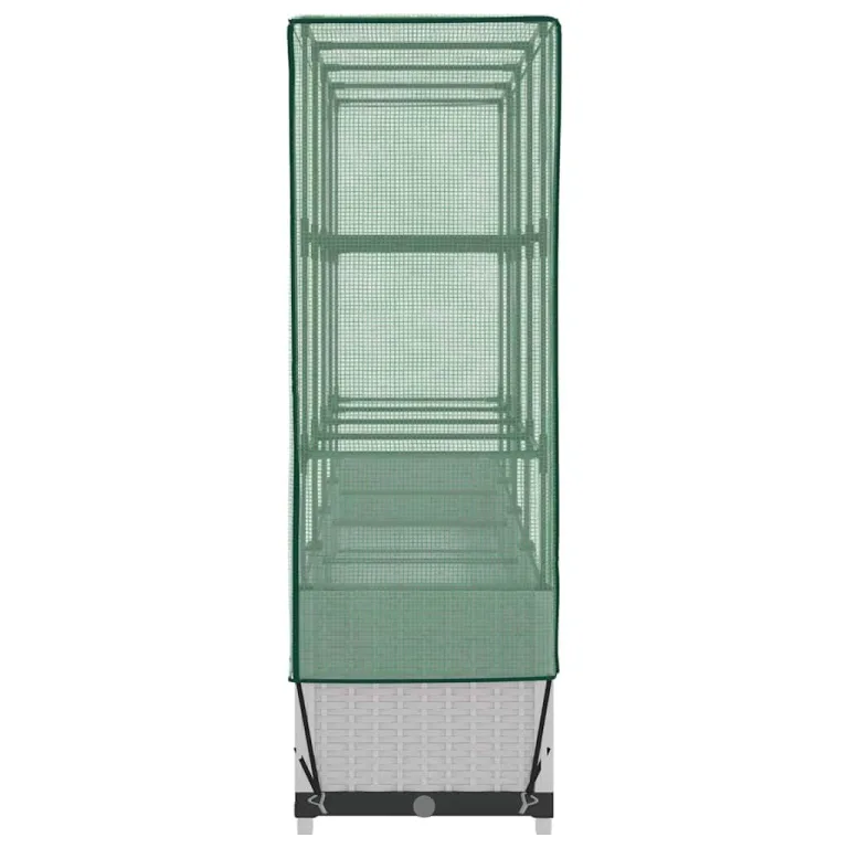 Hochbeet mit Gewächshaus Rattanoptik 160x40x138 cm PP-Eisen für Balkon Garten Terrasse Kräuter Gemüse platzsparend – Bild 5