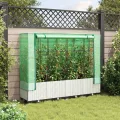 Hochbeet mit Gewächshaus Rattanoptik 160x40x138 cm PP-Eisen für Balkon Garten Terrasse Kräuter Gemüse platzsparend - Thumbnail 3