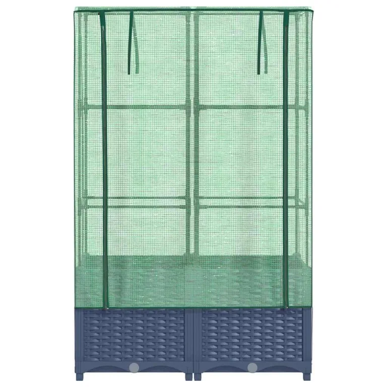 Hochbeet mit Gewächshausaufsatz 80x40x138 cm Rattan-Optik, Stabiler Eisenrahmen, wasserfestes PE-Frühbeet, BelüftungsreiÃŸverschlüsse, platzsparend für Garten Balkon und Terrasse – Bild 4