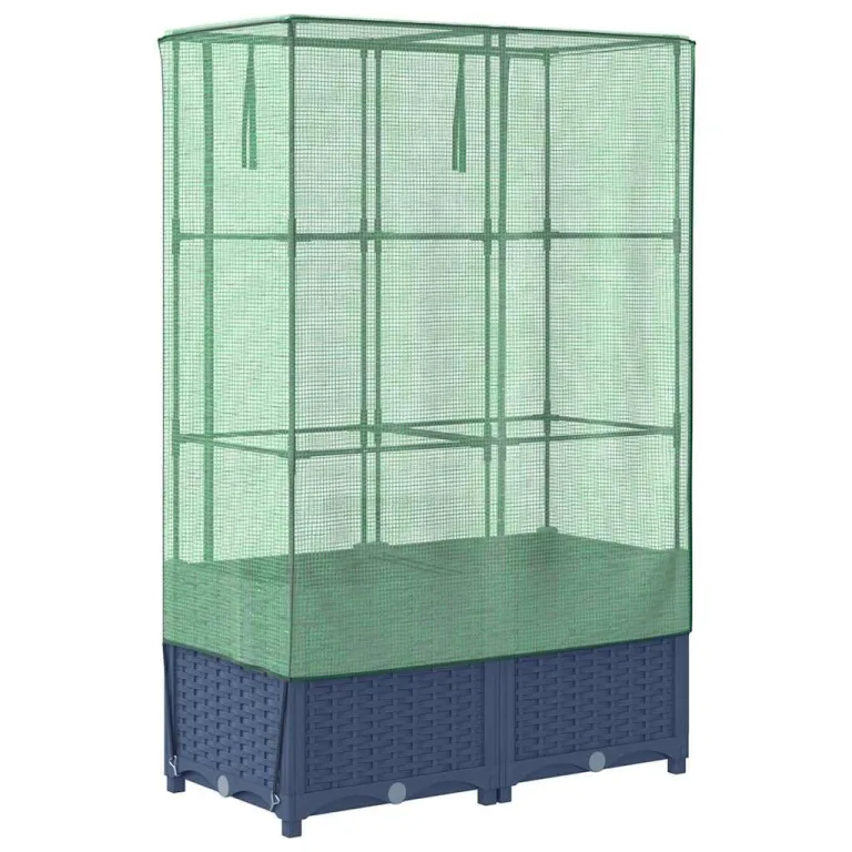 Hochbeet mit Gewächshausaufsatz 80x40x138 cm Rattan-Optik, Stabiler Eisenrahmen, wasserfestes PE-Frühbeet, BelüftungsreiÃŸverschlüsse, platzsparend für Garten Balkon und Terrasse – Bild 6