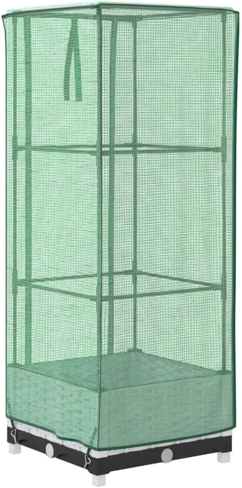 Hochbeet mit Gewächshausaufsatz 40x40x123 cm Weiß Rattan-Optik Eisen-Rahmen Tomatenhaus Frühbeet für Balkon Garten Terrasse – Bild 7