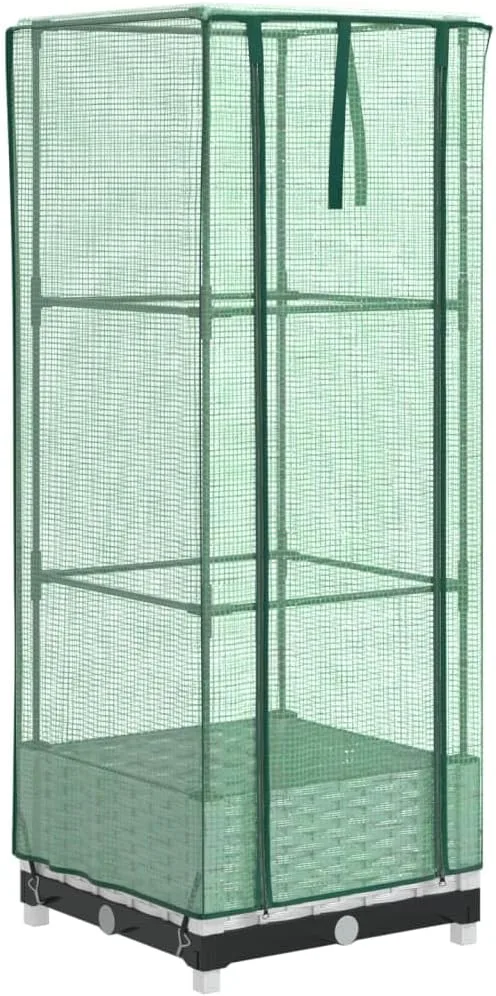 Hochbeet mit Gewächshausaufsatz 40x40x123 cm Weiß Rattan-Optik Eisen-Rahmen Tomatenhaus Frühbeet für Balkon Garten Terrasse – Bild 3