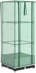 Hochbeet mit Gewächshausaufsatz 40x40x123 cm Weiß Rattan-Optik Eisen-Rahmen Tomatenhaus Frühbeet für Balkon Garten Terrasse - Thumbnail 3
